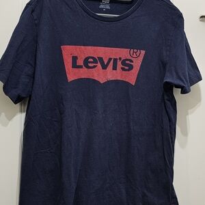 Levi's Men's Dark Blue Tee with Red Logo